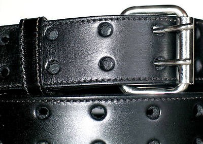   BLACK 100% Cow Hide 2 Hole LEATHER Strap Belt SNAP OFF Buckle M 34