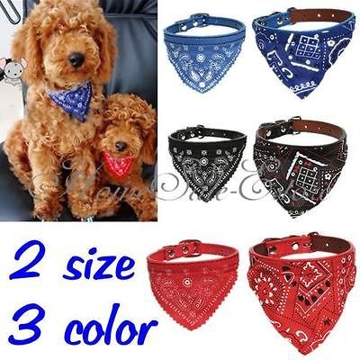 Pet Cat Dog Adjustable Leather Bandana Scarf Collar Neckerchief 