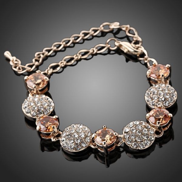   Topaz Hinged Bracelet Swarovski Element Crystal 18K Gold Plated