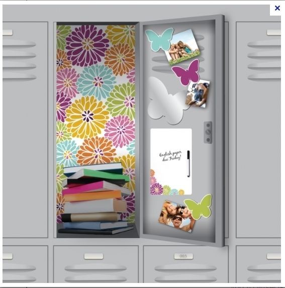 DAISY FLORAL decor kit SCHOOL LOCKER adhesive wallpaper magnets mirror 