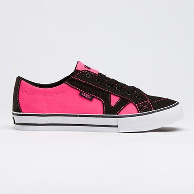 Vans Authentic Lo Pro Neon Black/Pink Womens Skate Shoes Size 11