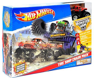 New HOT WHEELS Monster Jam Truck Tire Shop Crash Pack