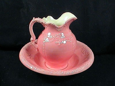 ARNELS PITCHER AND BASIN BOWL, PINK, ARNELS