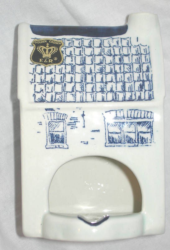   Delft White House Ashtray Golden Crown 1983 4.5 Tall Porcelain Signed