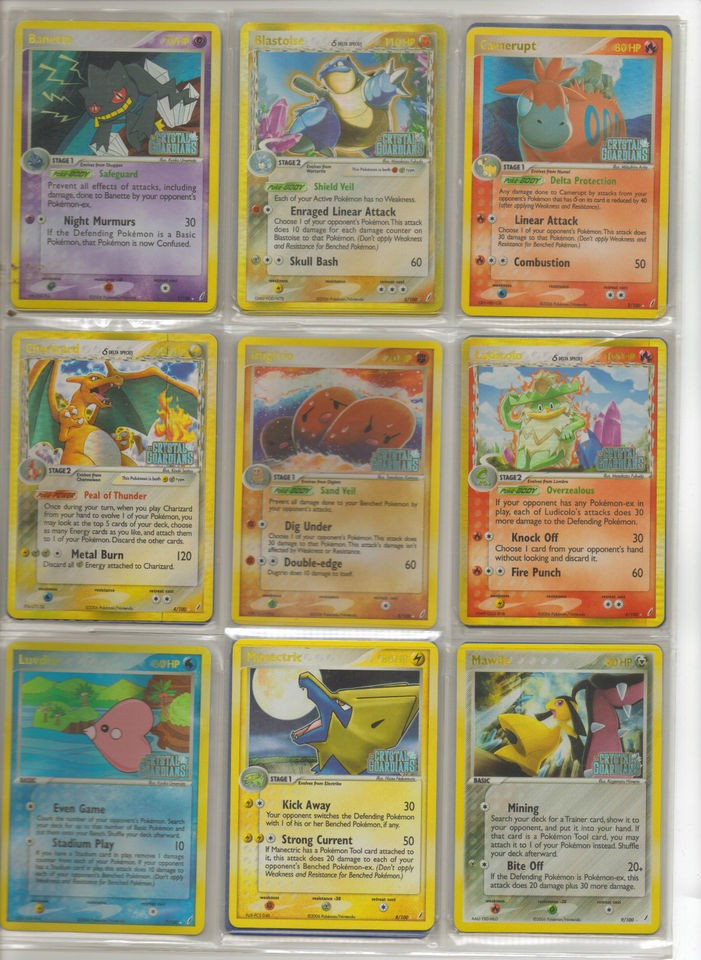 Pokemon Ex CRYSTAL GUARDIANS Reverse Holo RARE Cards 1/100   28/100 