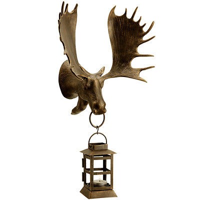   ANTLERS HEAD LANTERN log cabin decor wall mounted porch light hook