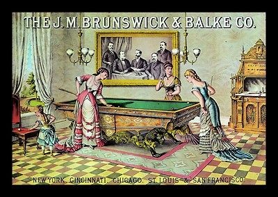 Magnet Image of Poster J. M. Brunswick & Balke Pool Table Women Game