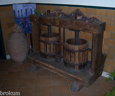   Press w/Double Iron Screws ~ Austria Winery Chip Carved Grape Press