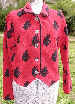 Horse Print Jacket Country Clothing Horse Head POLAR Fleece 