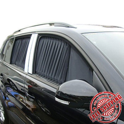  LUXURY BLACK AUTO CAR REAR WINDOW CURTAINS SUNSHADE VALANCE VISOR