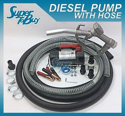 12V Portable Cast Iron Fuel Transfer Pump With Nozzle And 12 Hose For 