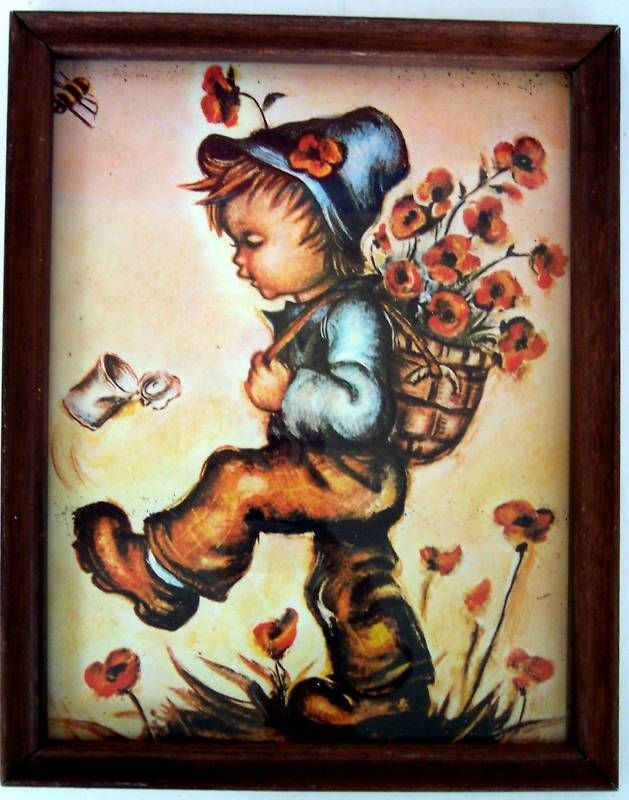 WoW Vintage Original of Boy Hummel Picture Print Framed