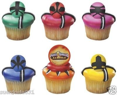 POWER RANGERS SAMURAI FORCE CUPCAKE RINGS FAVORS TOPPERS CAKE 