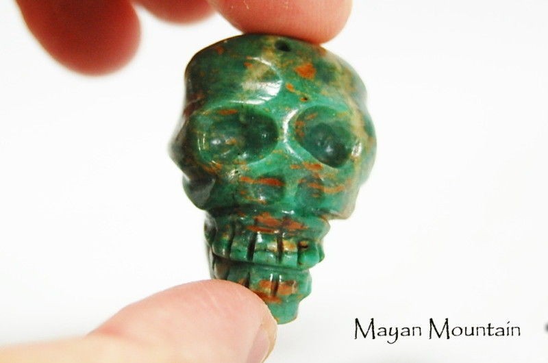 MAYAN JADE SKULL CARVED OF GUATEMALAN JADE JADEITE MAYA 001