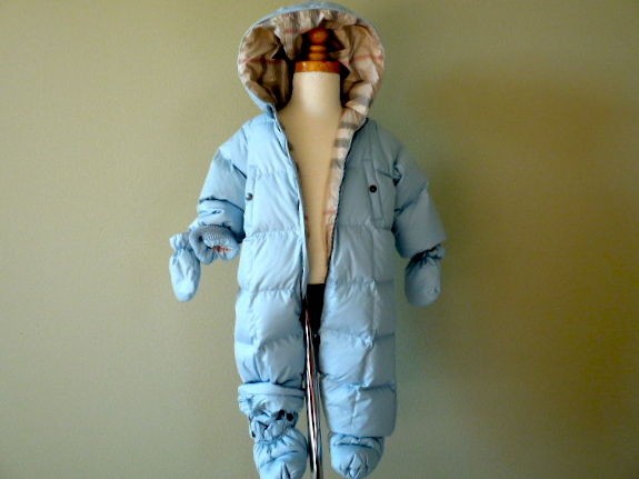 Burberry Infants Kids Boys Skylar Snowsuit Down Blue Size 9 Months