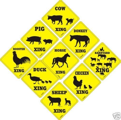 Farm Animal) Xing Signs Funny Novelty Crossing New