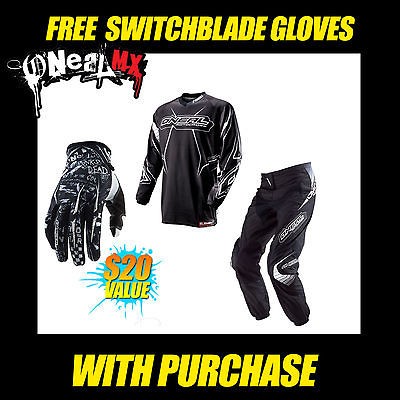   MX ELEMENT (48/4XL)PANT/J​ERSEY(BLK)FREE SB GLOVE DIRT BIKE/ATV GEAR