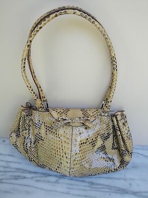   Hindmarch Brown & Gold Snakeskin Snake Skin Handbag Shoulder Bag Purse