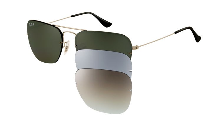 RAY BAN ORB3461 004/6G CARAVAN FLIP OUT LENS GUN AVIATORS SUNGLASSES 