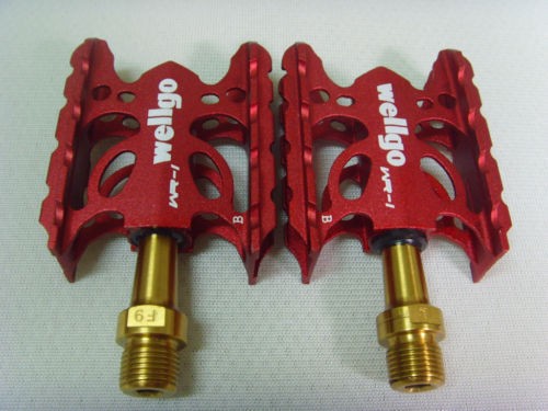 Super light 170g WR 1 Wellgo ROAD MTB Ti Titanium Spindle Pedals Red