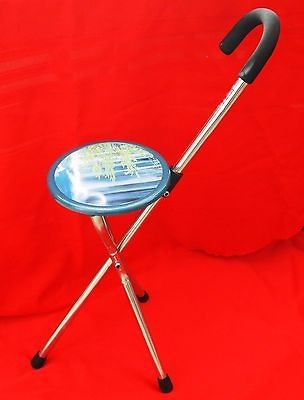 Chair Seat Metal Portable Stool Cane Walking Stick #2