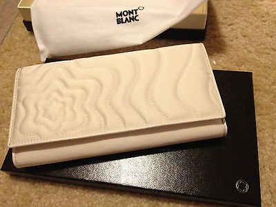 NEW MONTBLANC WOMENS Starisma Dalila White Wallet 6cc Large Clutch 