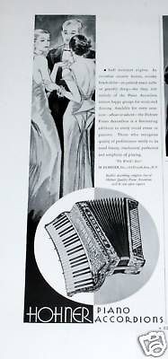 1934 OLD MAGAZINE PRINT AD, HOHNER PIANO ACCORDION, WORLD BEST