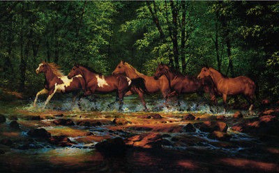 RUNNING HORSES 6 x 10.5 foot Wallpaper Wall Decor Mural WL5531M