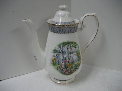 Royal Albert China England Silver Birch Coffee Pot