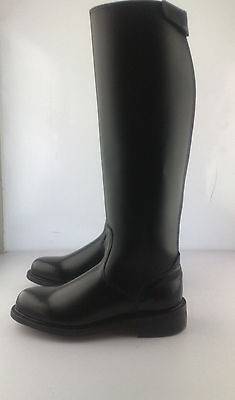   POLICE LEATHER RIDING TALL BOOT US 13/13.5=Plus Calf, H=19.5 in
