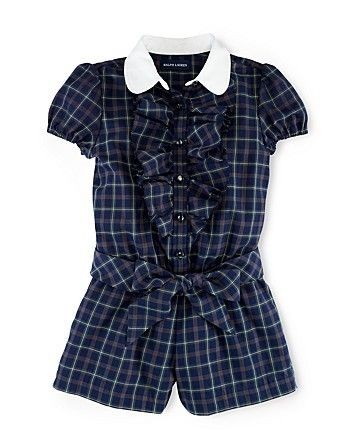 NWT Ralph Lauren Girls Plaid Ruffle Romper $65