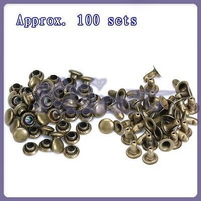 Wholesale 100 Sets Round Rivets Rapid Studs 6mm Antique Brass Clothes 