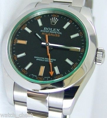 Rolex Mens Milgauss Stainles Steel Black Dial 116400 GV WatchChest