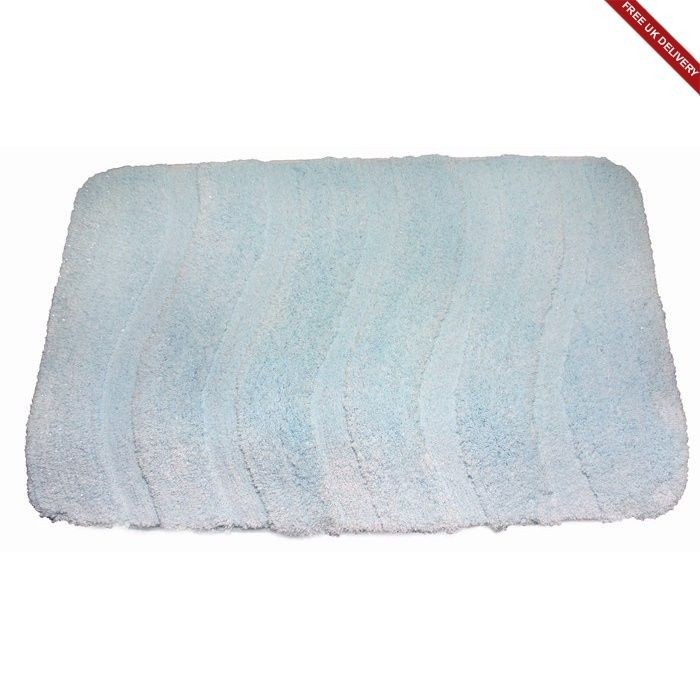 Free PnP) Large Wave Sky Blue Bathroom Mat Bath Rug