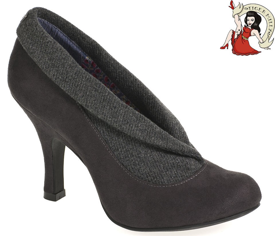 RUBY SHOO HEPBURN LADIES SHOES kitten heels GREY UK 3 8