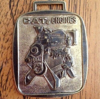 BRASS POCKETWATCH WATCH FOB CAT CATERPILLAR ENGINES HEAVY EQUIPMENT 