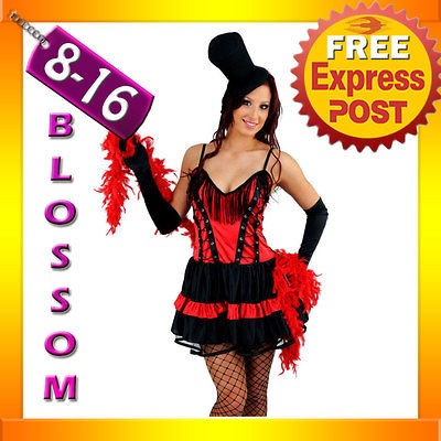   ROUGE BURLESQUE Ladies SALOON Western Showgirl Fancy Costume + Hat