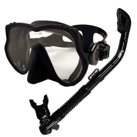   Scuba Frameless Dive Mask Dry Snorkel Gear Set Snorkeling Spearfishing