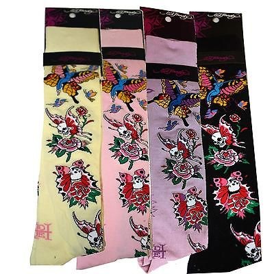 Ed Hardy Butterfly Womens Knee High Socks   White, Lilac, Pink, Black