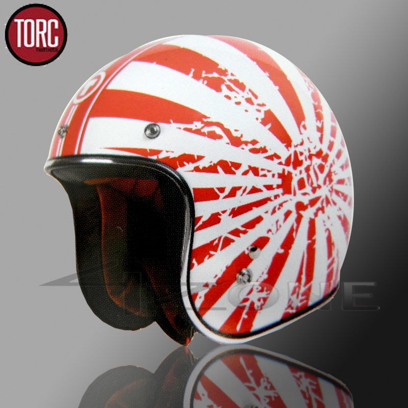   OPEN FACE RETRO VINTAGE MOTORCYCLE SCOOTER HELMET RED WHITE JAPANESE