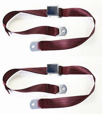 NEW Sunbeam Tiger Alpine MG DARK Red Seat Belts Set of 2 Chrome 