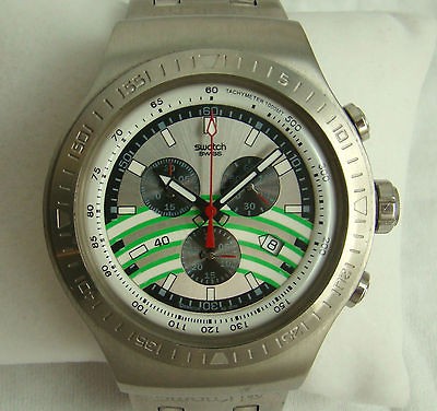 Huge 46mm Gorgeous Swatch Irony Triple register Chronograph With Date