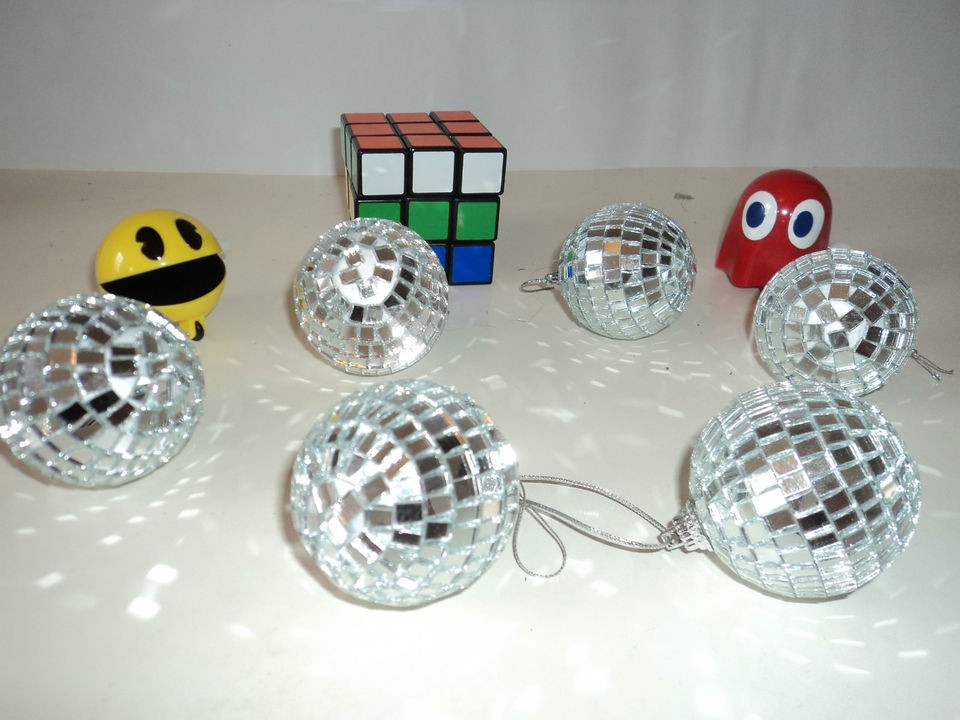 70s or 80s Party Table Decorations   6 x Silver Mini Mirror Disco 