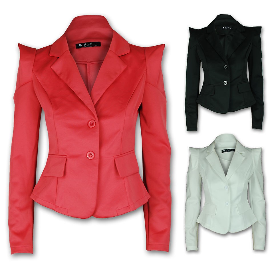 Blazer Jacket Coat for Womens Plain Bold Power Shoulder Fashion Size 6 