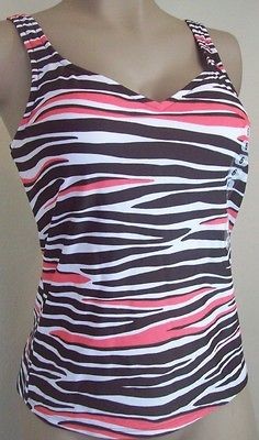 New Jantzan Misses Womens Swimwear Brown Tankini Top 6 12 16 18 RN 