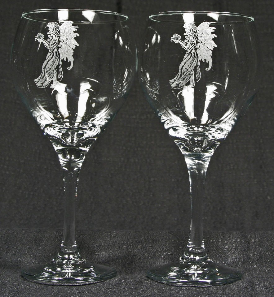 Fairy Laser Etched Ex Lg 20z Red Wine Glass PR