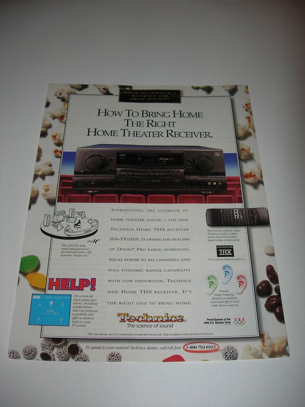 1995 TECHNICS RECEIVER THX SA TX1010 AUDIO PRINT AD