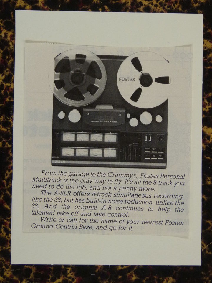 handmade greetings card with music theme FOSTEX 8 TRACK TAPE