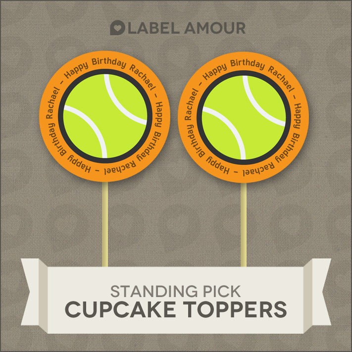   Cup Cake Toppers  Tennis Ball Design  Cupcake Decoration