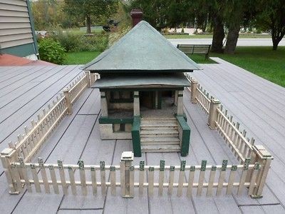 VINTAGE ANTIQUE WOODEN DOLL HOUSE HANDMADE FOLK ART VERY LARGE AND 